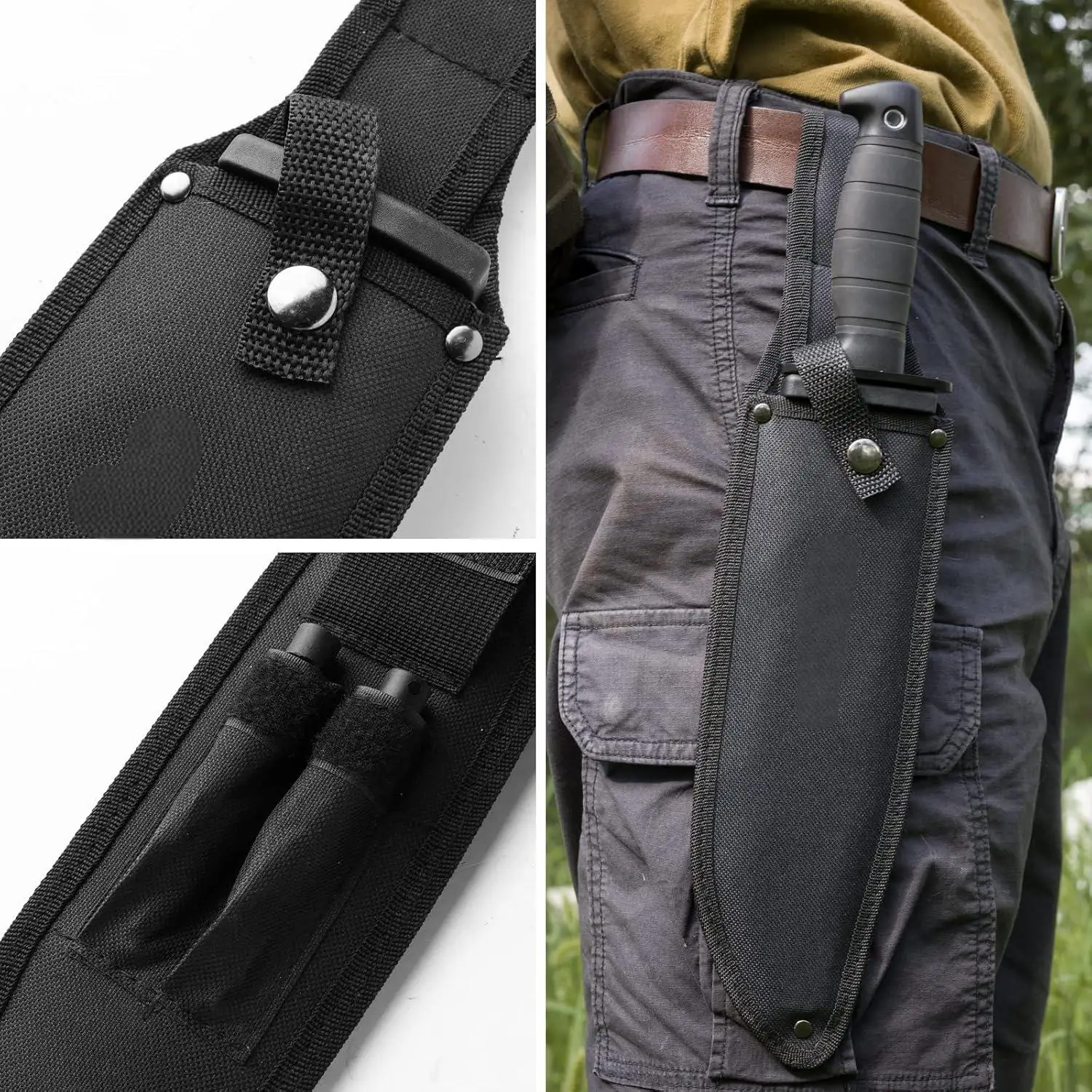 Peaktop  Survival Hunting Knife with Sheath, 15-inch Fixed Blade Tactical Bowie Knife