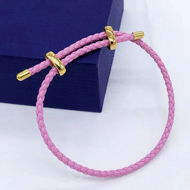 2023Adjustable bracelet Horse eye buckle eight-figure buckle leather rope bracelet hard gold transfer beads fine style hand rope
