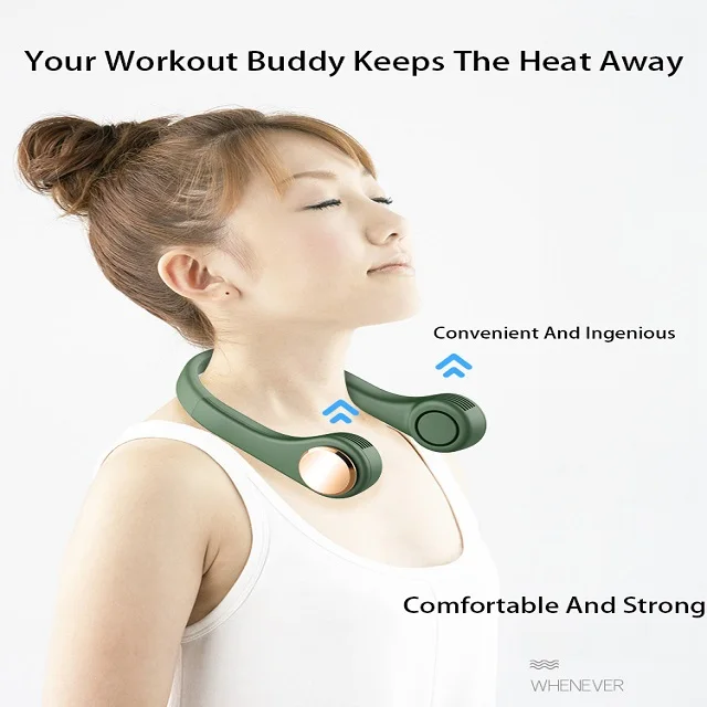 New Portable Outdoor fan Sports Hands Free Mini Fan Safe Leafless 3-Speed Rechargeable Neck Fan