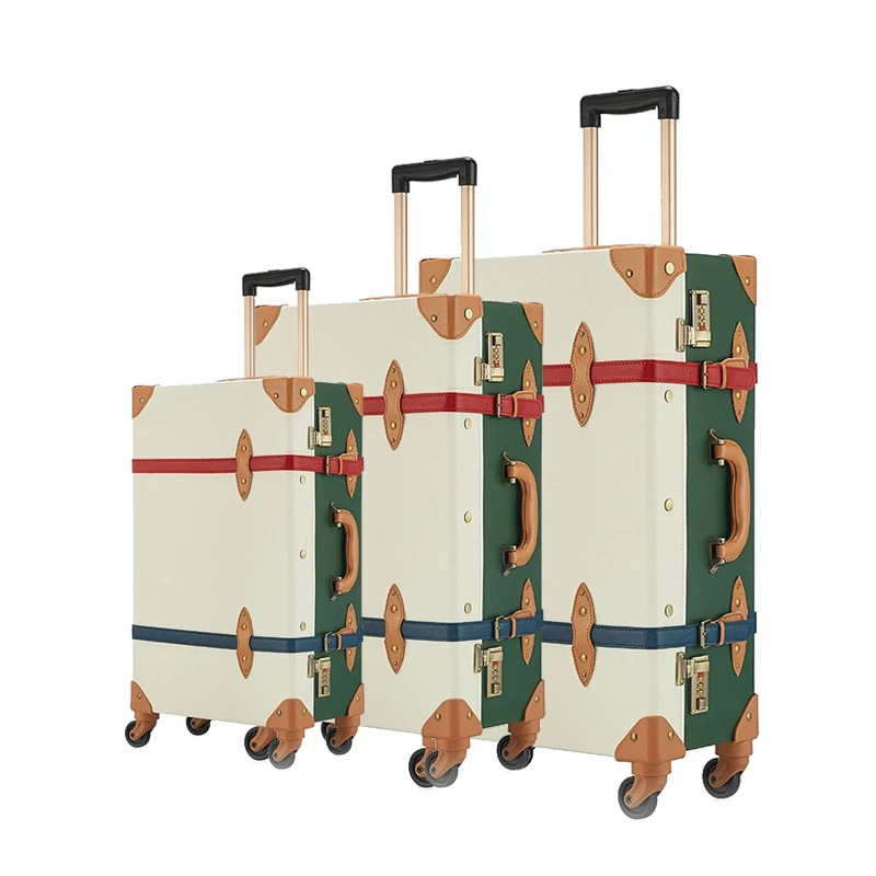 Retro Pu Leather High Capacity Trolley Mini Suitcase Pilot Bag Luggage for