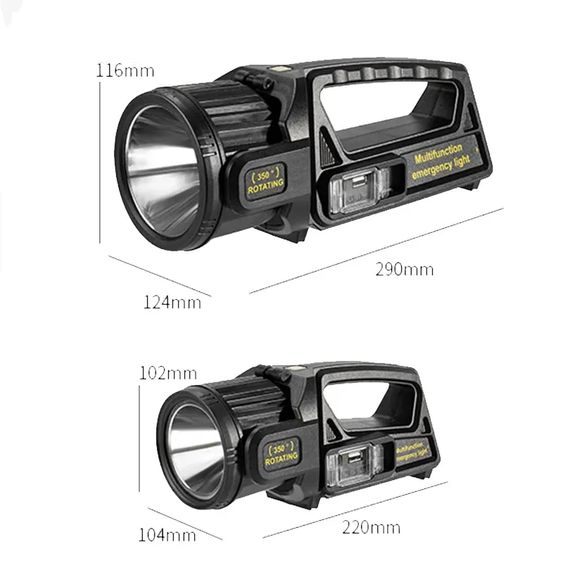 Multifunction Rotating XHP50 LED Head Solar Solution Rechargeable Torch COB Light Searchlight With Solar Battery