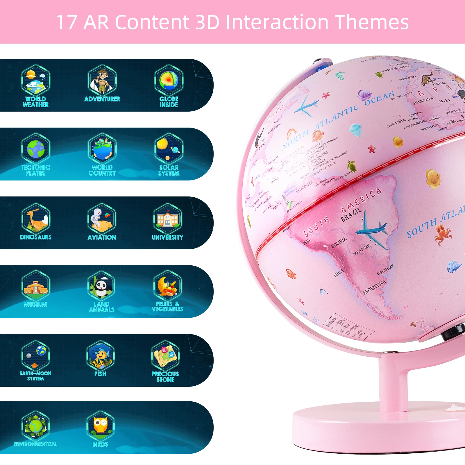 20cm geography LED light illuminated modern 3D AR interactive globe toy playshifu educational globe for kids - orboot earth