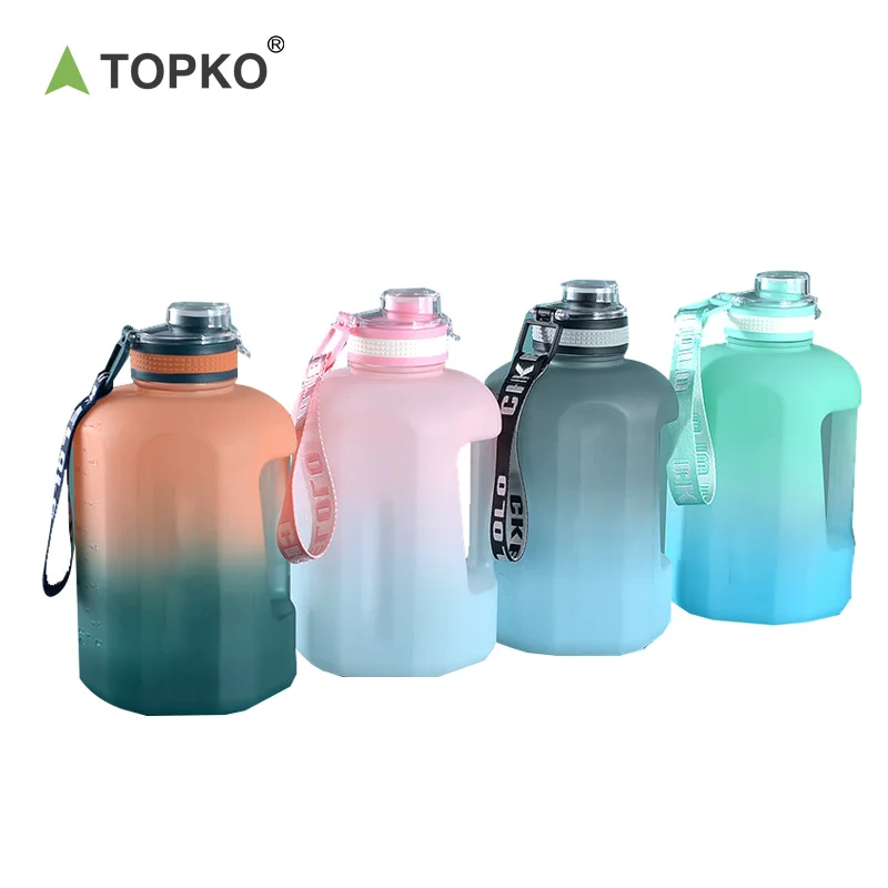 TOPKO Fitness Sports Water Bottle Big Capacity 2.2L Water Jug Outdoor Handgrip Gym Water Bottle With Lid