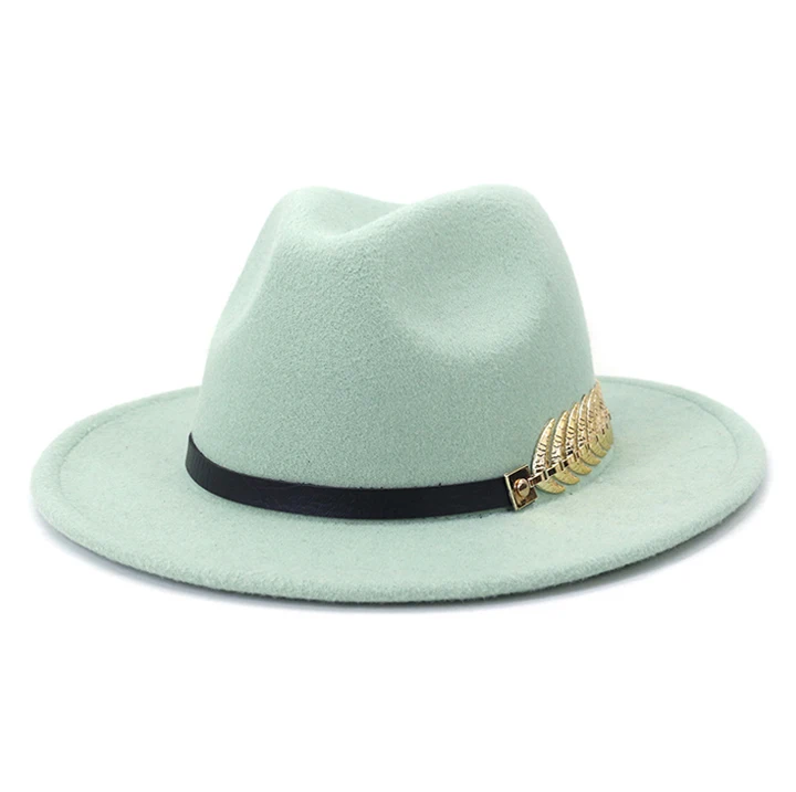 Оптовая продажа модная кепка с логотипом на заказ негабаритная зеленая мягкая фетровая шляпа-федора зимняя Роскошная Кепка для мужчин и женщин