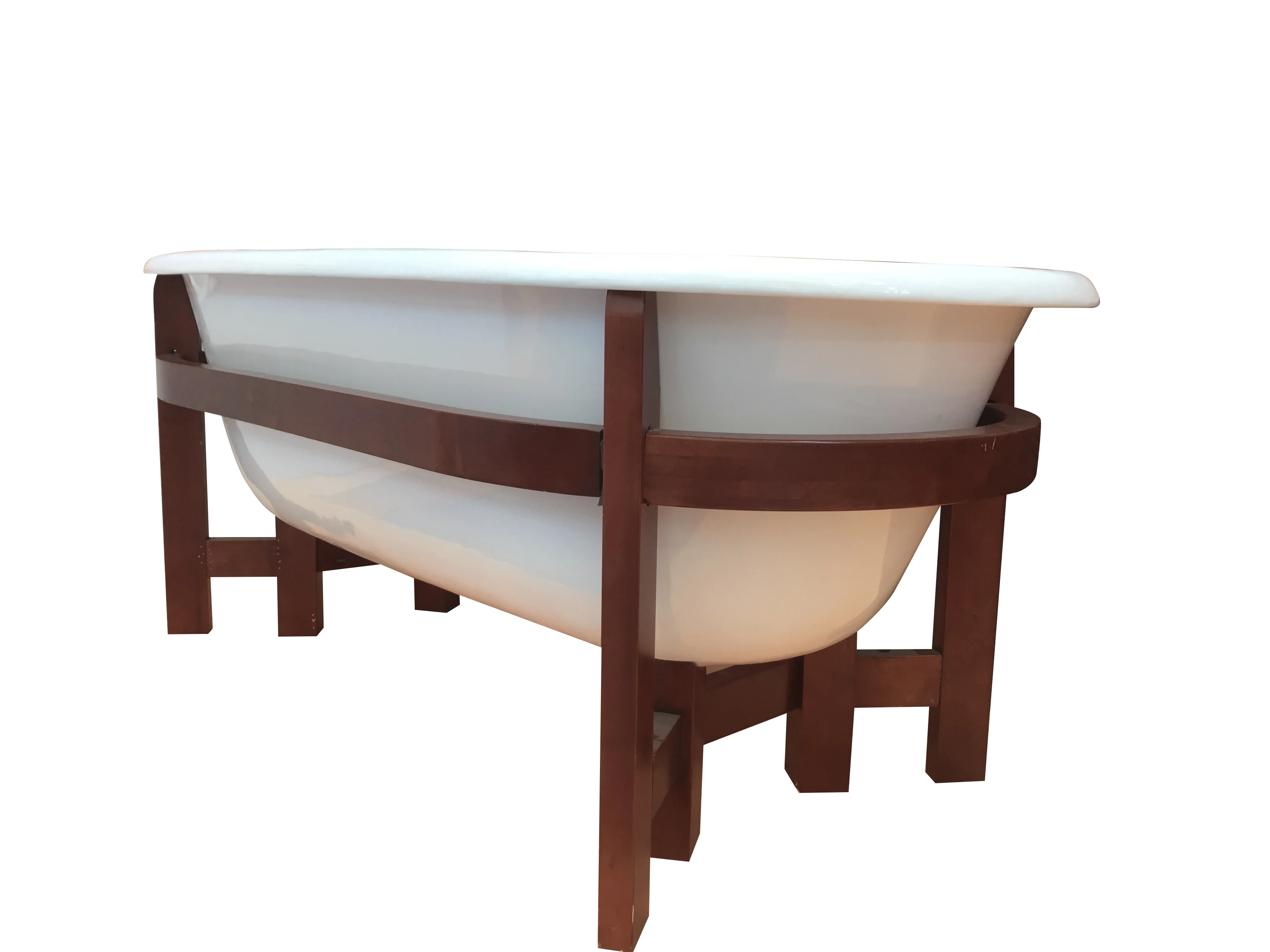 Wooden Pedestal Cast Iron Enameled Bath Tubs