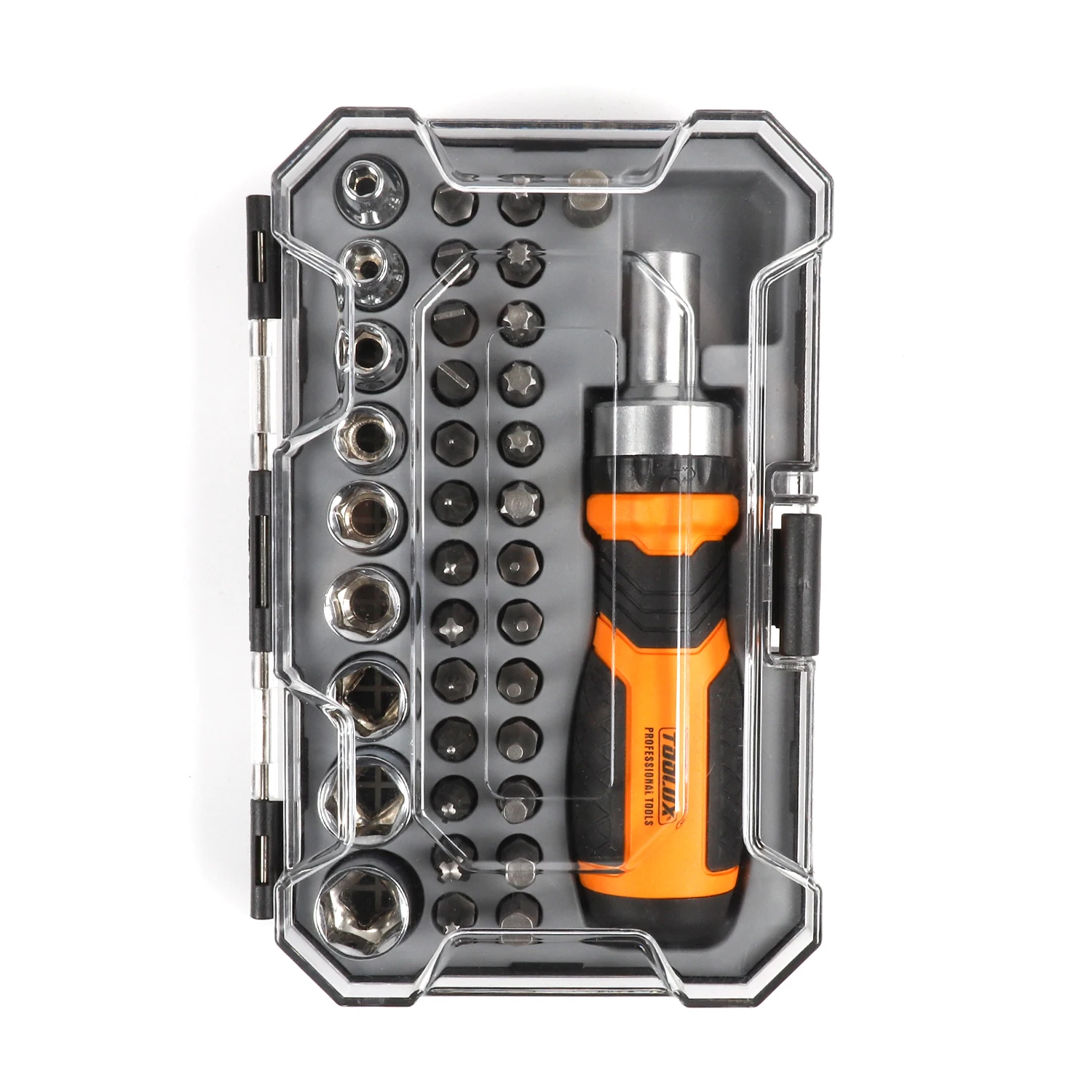 TOOLUX 37 Pcs Factory Direct Supply Screw Driver High Quality Ratchet Screwdriver CRV Bits Sockets Set With Handle