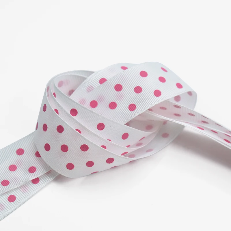 Manufacturers Wholesale Custom 2.5cm Grosgrain Ribbon Printing Polka Dot Packaging Ribbon