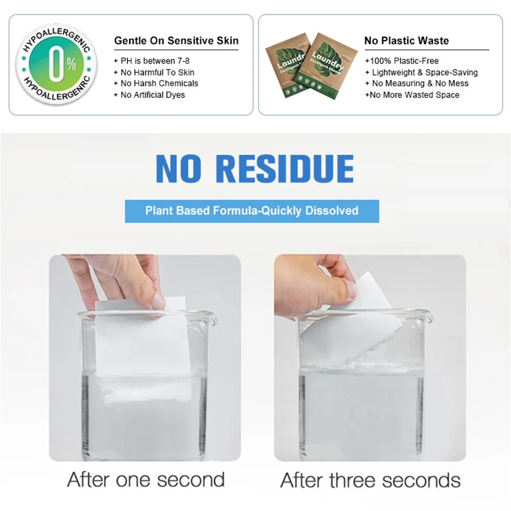 OEM ECO Friendly Laundry Detergent Sheets No Plastic Waste Activewear Laundry Detergent Sheets For Washing Clothes