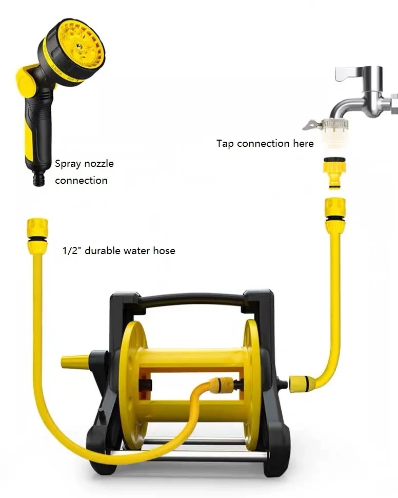 2024 New Arrive Portable Garden Hose Reel Plastic Hose Reel Rack For Watering Irrigation