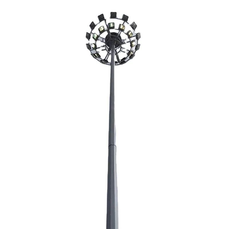 Professional factory hot dip galvanized powder coated high mast lighting poles outdoor steel street light poles road lamp posts
