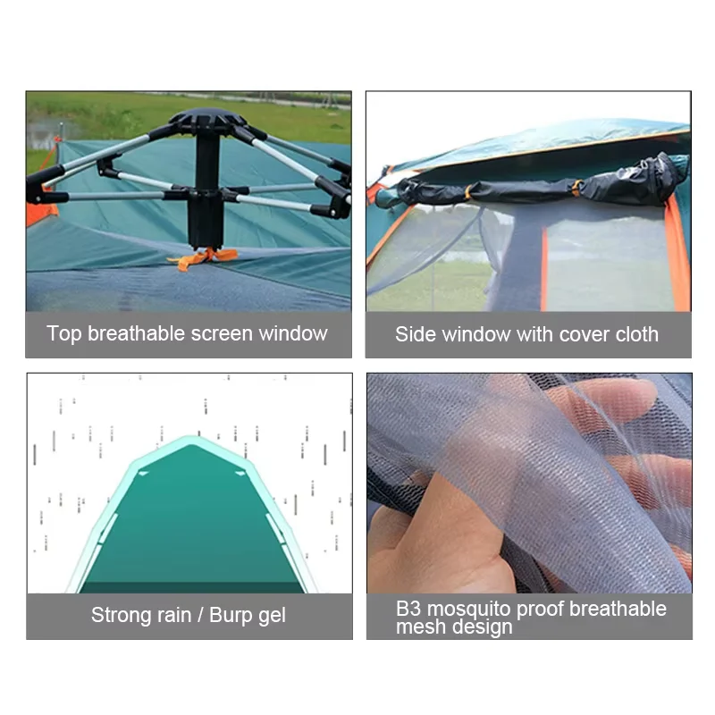 Best Price Single Layer Automatic Waterproof 4-6 Person Outdoor Camping Sleeping Tent Two Aluminum Pole Family Parties