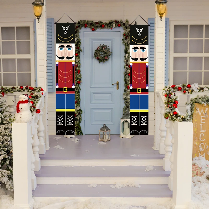 Custom design Christmas home decoration holiday line outdoor couplet hanging flag banner couplet