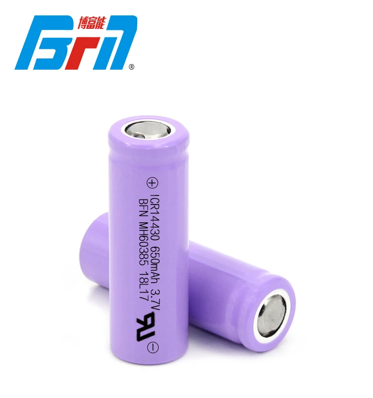 Custom model 14430 650mah NCM INR lithium ion battery for mini fan flashlight