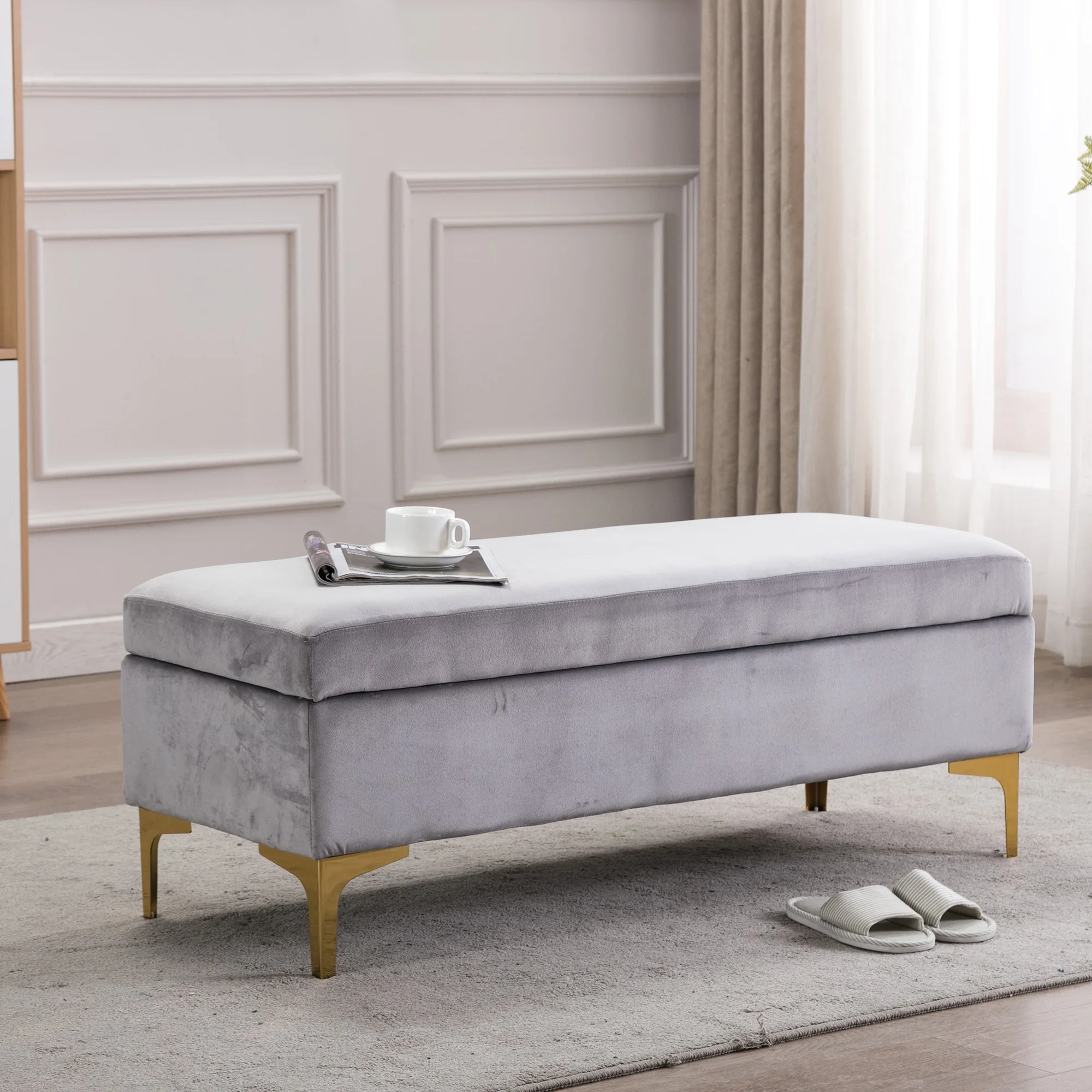 Wholesale Bedside Multi Purpose Velvet Storage Ottoman Bench Seat