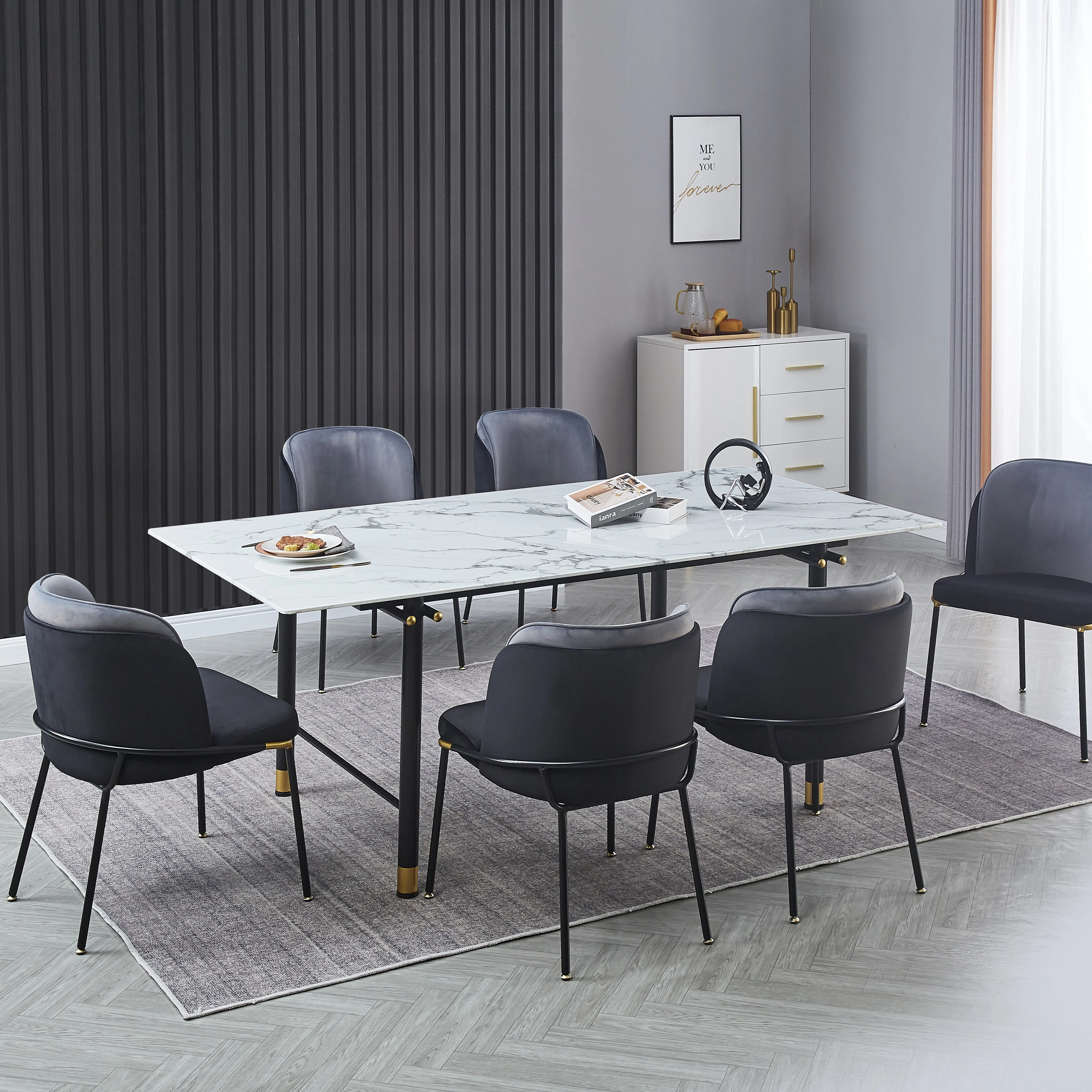 dining tables and chairs set for dining room modern Tempered glass extending square dining table set 6 chairs