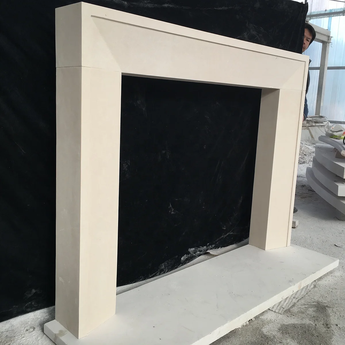 Modern design stone fireplace indoor decorative mantel customized simple limestone fireplace