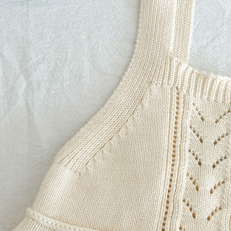 Paleo Baby Knitted Dress Square Neck Custom Kids Singlet Dress Cute Pointelle Knit Baby Girl Summer Romper Dresses