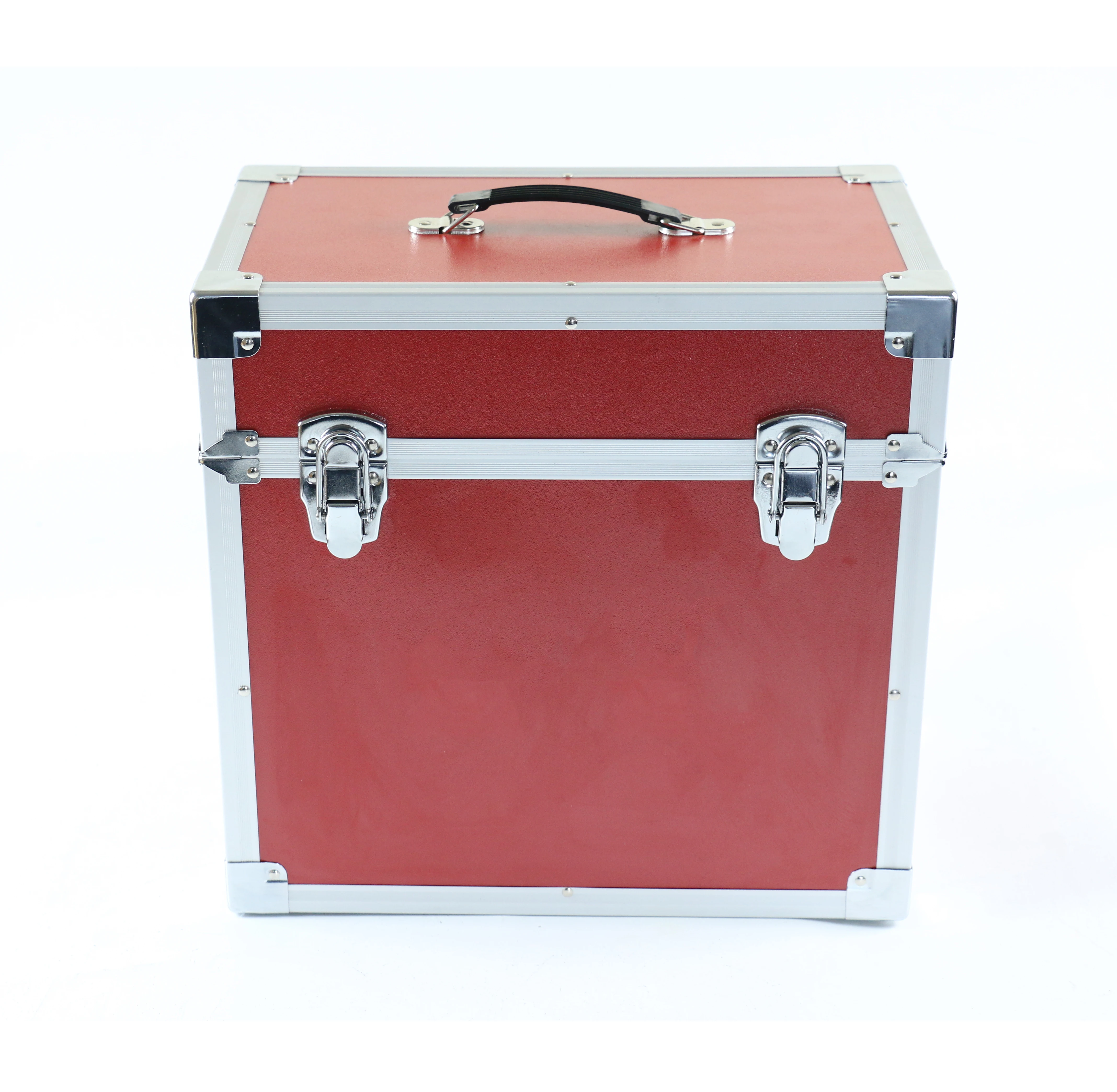 Utility case with a fully foam-lined interior is made to hold approximately 70 LPs and 12-inch vinyl records