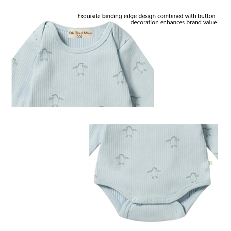 Boys and girls envelope collar baby jumpsuit, long sleeved baby crawling suit, natural bamboo fiber envelope collar jumpsuit