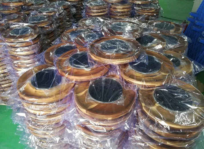 Доска для сыра из дерева акации, с круглым сланцем, доска для колбасы, Сервировочная доска для сыра с выдвижным ящиком