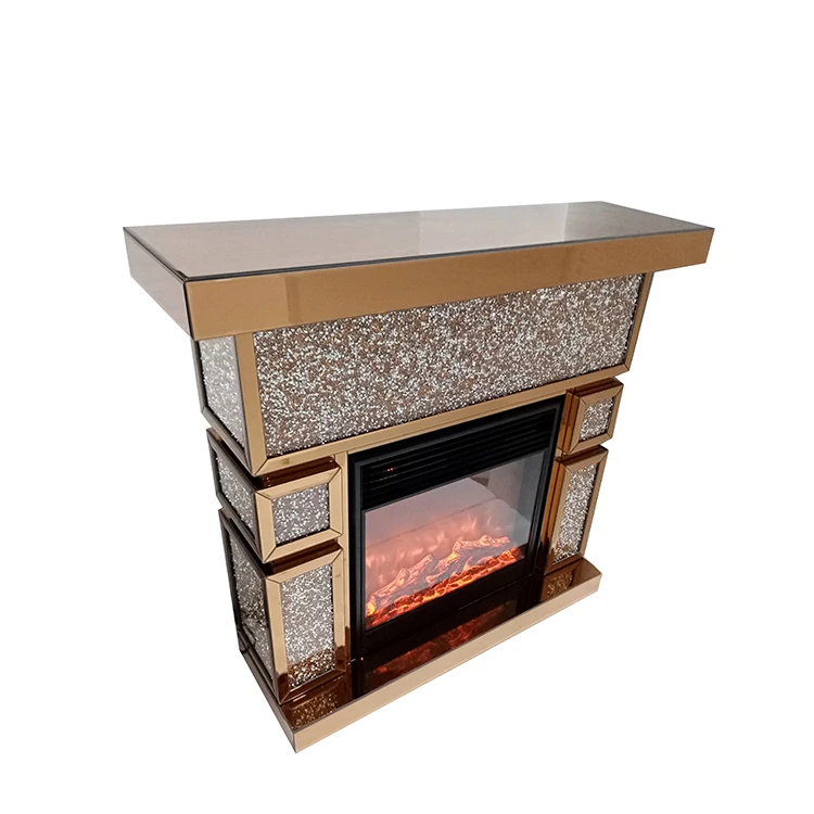 YGJS0087 wholesale Freestanding metal Mirror Fireplace  Electric Fireplace with Mantel Modern Quality Log Fuel Effect Indoor