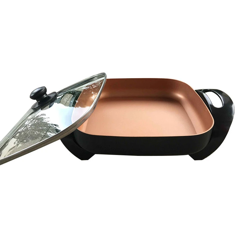 Квадратная электрическая сковорода с антипригарным покрытием термостат посуда Сковорода для электрической кастрюле с длинной ручкой