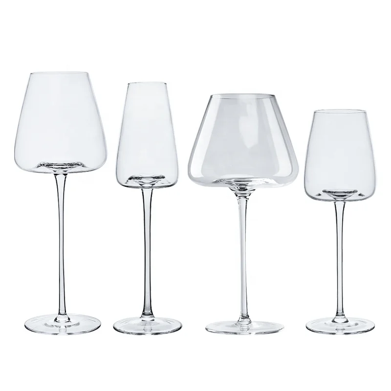 4Pc Handblown Universal Concave Bottom White Red Wine Goblet Drinking Glassware Gift Set