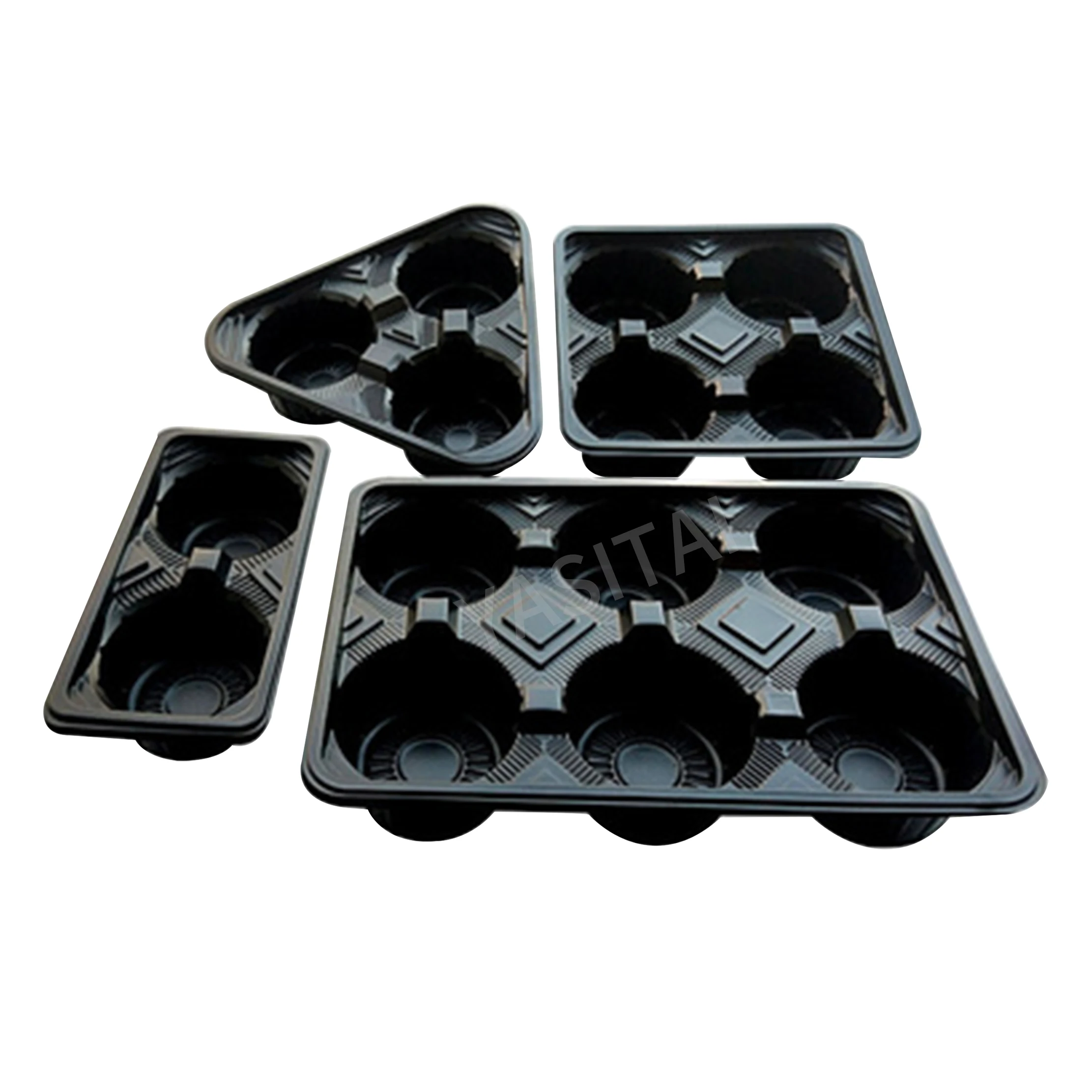 4 Cup Plastic Cup Holder With Handle Blister Packaging Hand Basket For Milk Tea Drink Cups Takeaway