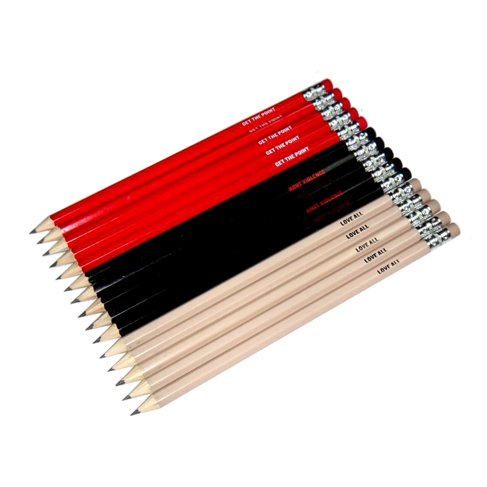 Promotion Personalized Custom Logo Printed Black Pencil Natural Wooden HB Pencil With Eraser