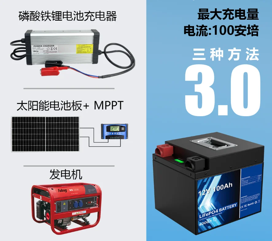 12v lithium battery 100AH lithium iron phosphate battery pack RV energy storage solar lead-acid replacement series