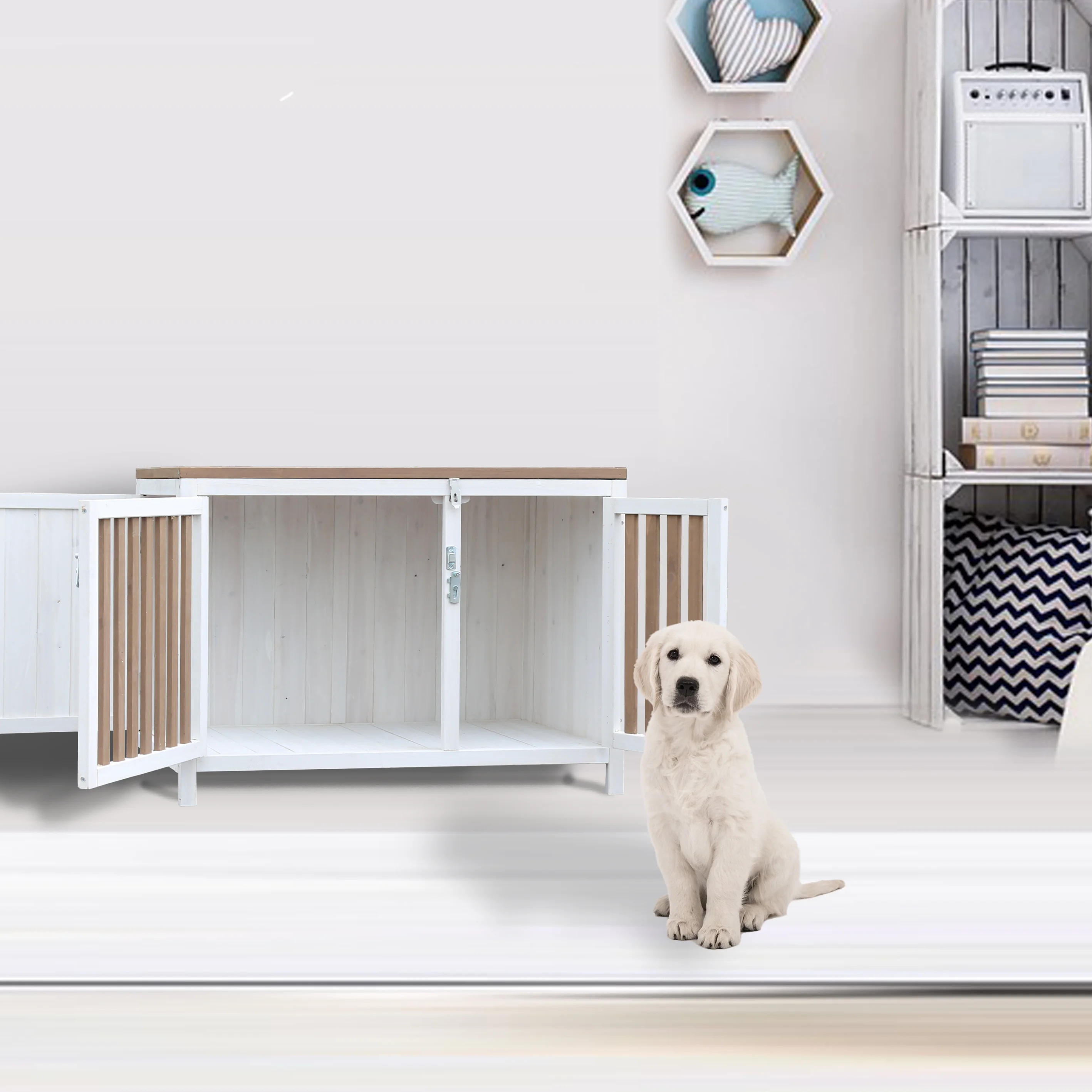 Customized Indoor Luxury Pet House Wood Dog Kennel House Design