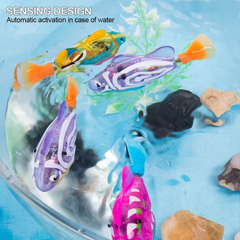 Funny Swimming Robot Fish Cat Toy Electric Led Light Fish Interactive Cat Toys
