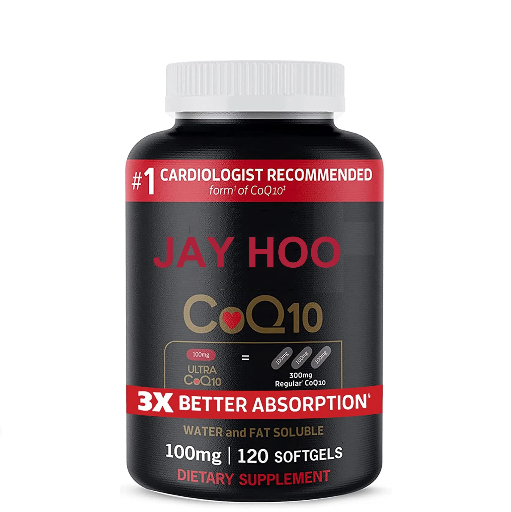 Coenzyme Q10 100mg, 3x Absorbent, Water soluble and fat Soluble Coenzyme Q10 Natural Supplement,