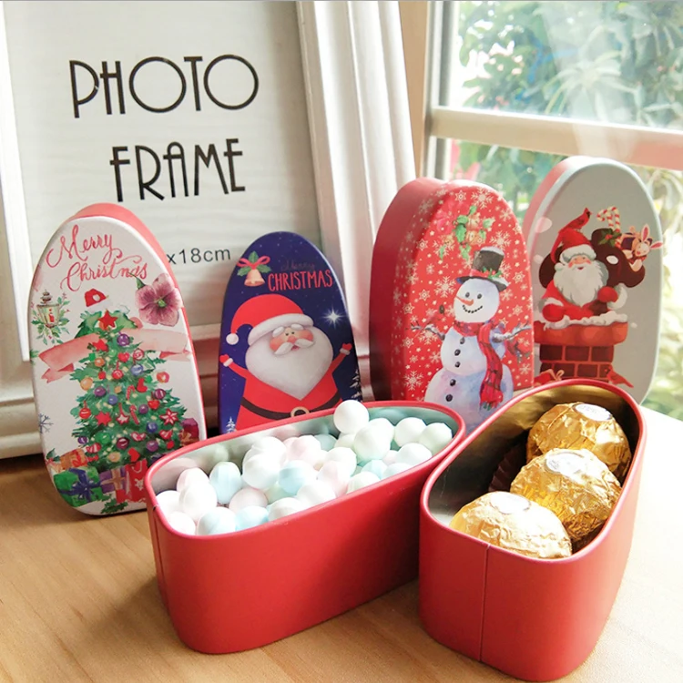 New Shape Novelty Santa Claus Candy Tin Can Christmas Metal Chocolate Tin Gift Box