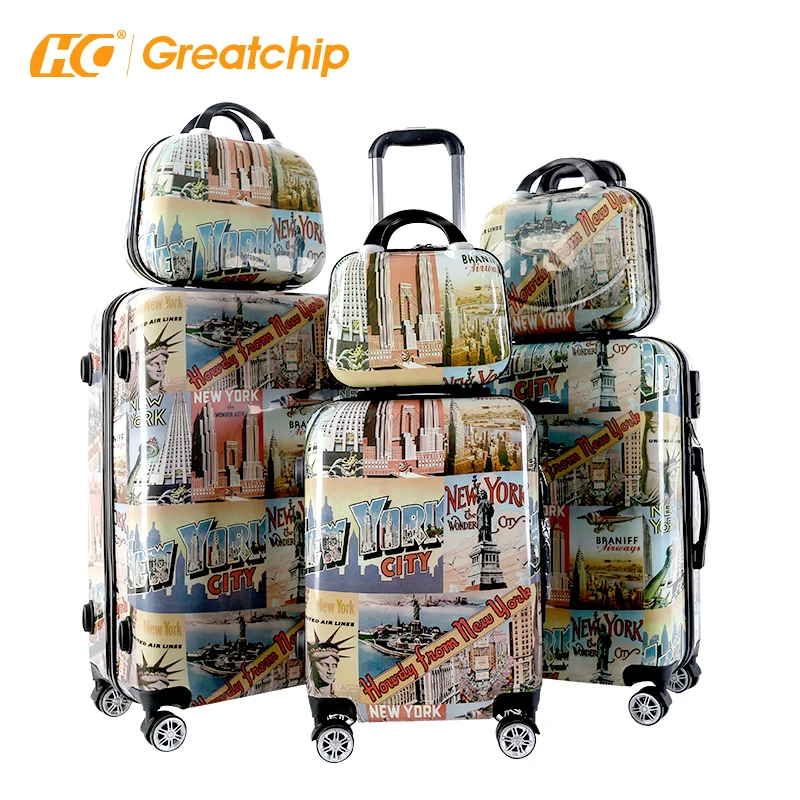 Чемодан на колесиках с индивидуальным принтом, 6 шт., другие сумки для багажа и путешествий, модные наборы чемоданов на колесиках