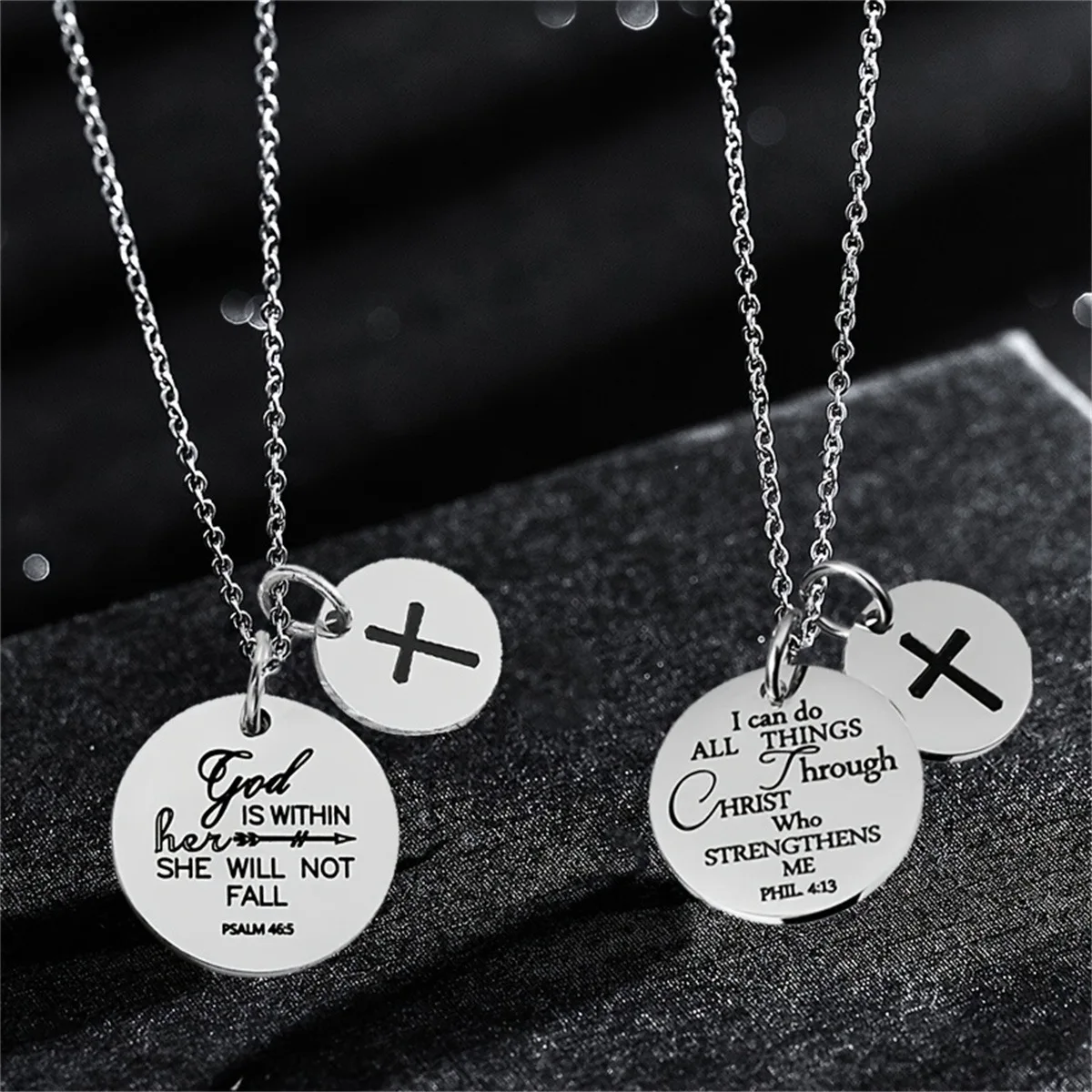 CAIOOCHE Engraved Proverbs Necklace Christian Bible & Faith Jewelry Necklace Stainless Steel Custom Necklace Factory