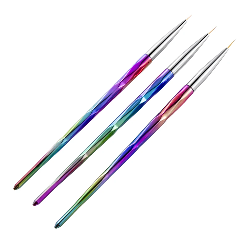 Nail Art Brush Rainbow Handle Stripes Liner Pen 7/9/11mm Flower Drawing Painting French Acrylic Tip Tape Design Manicure Tools