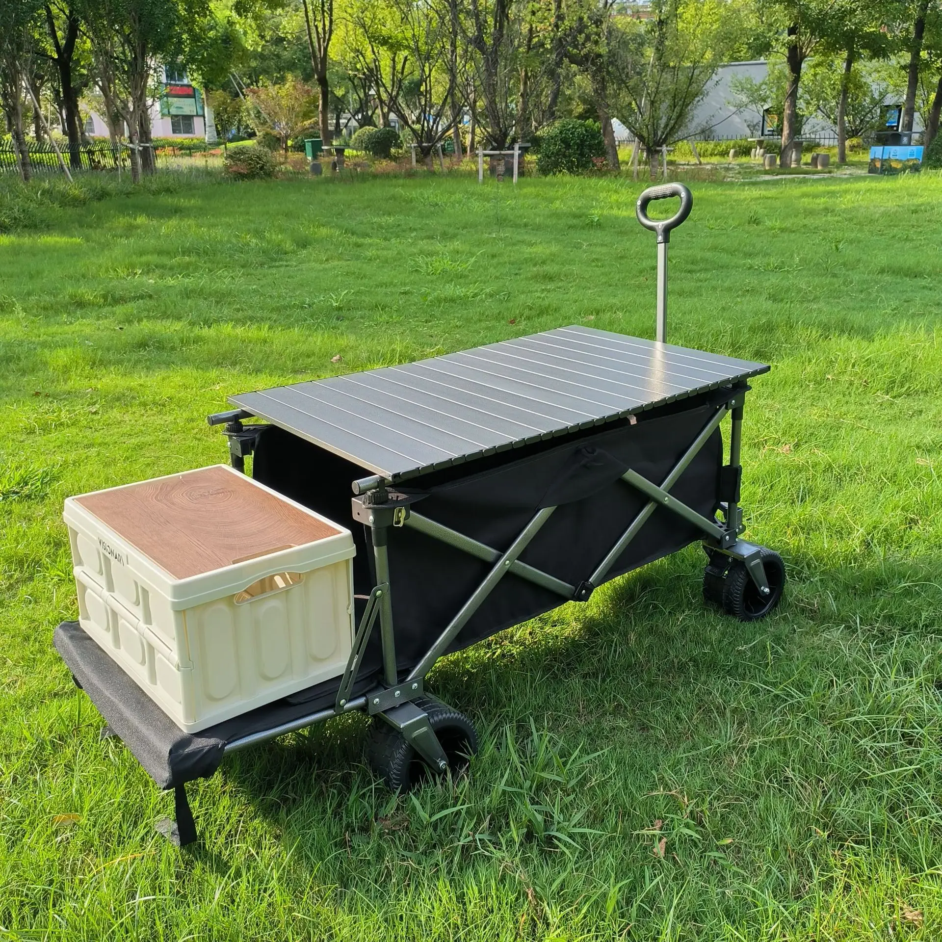 Foldable Portable Large Volume Shopping Cart Trolley With Wheel Oxford Outdoor Utility Wagon trolley