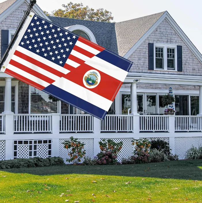 3x5 Ft USA Costa Rica Flag, America Costa Rican Outdoor Banner, Double Side Printing  Decor For Garden With Brass Grommet