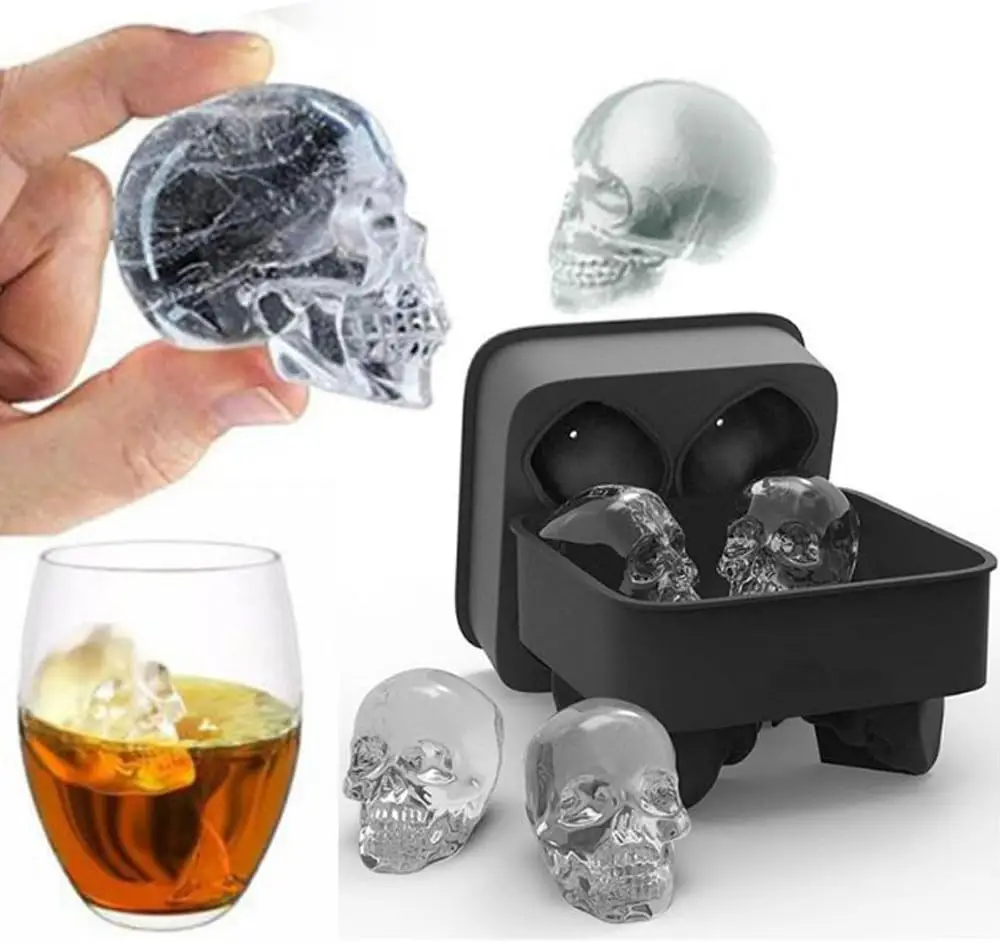 WEIBU Halloween environmental protection  Silicone Ice Mold  Tray 3D with Lid for  Reusable Ice CubeWhiskey Cocktails ice mold