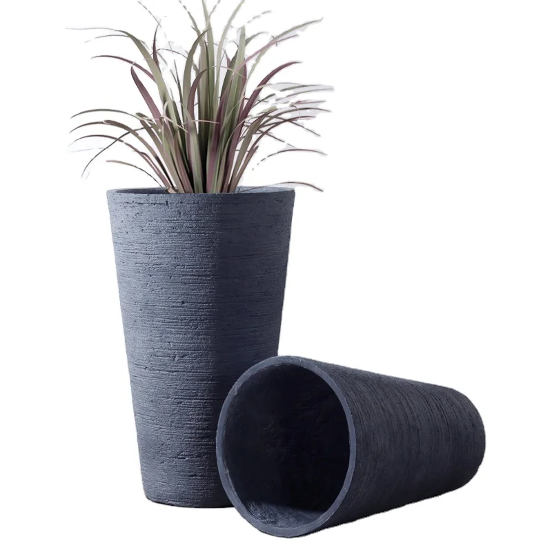 Gray Color Weathered Plant Pots Garden Flower Pots Clay Pot Planters Fiberclay Outdoor Planters