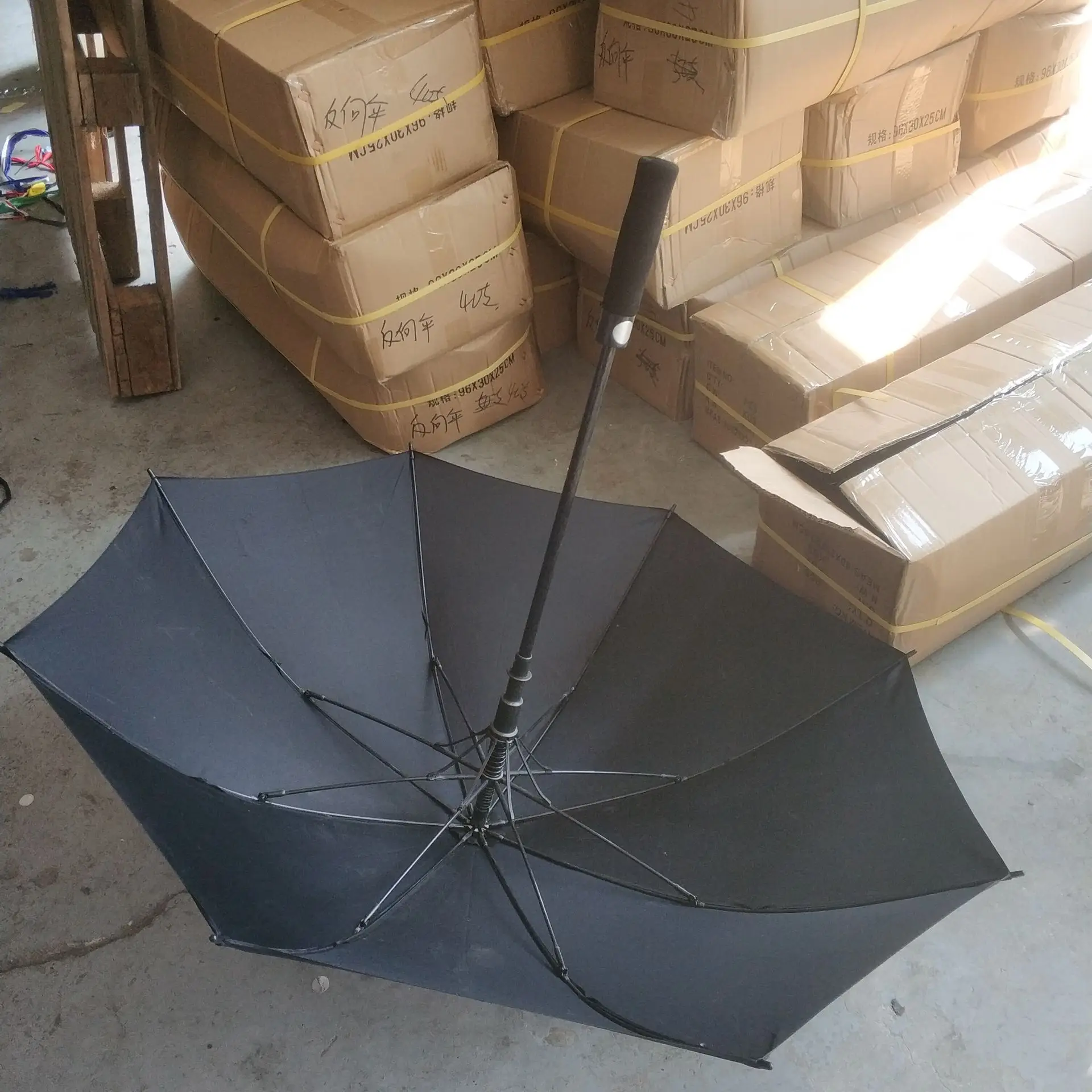 Wholesale automatic open double layer windproof golf umbrella with long handle custom logo