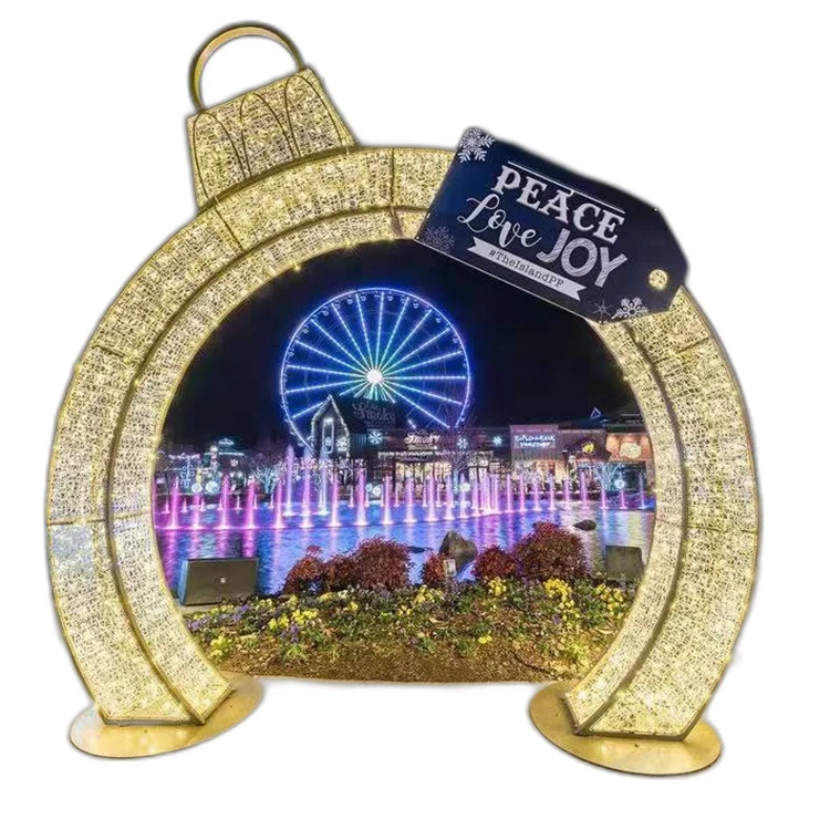 Commercial IP65 LED Christmas Motif 3D Light Arch Outdoor Landscape Ring Lights for Shopping Malls for Halloween and Easter