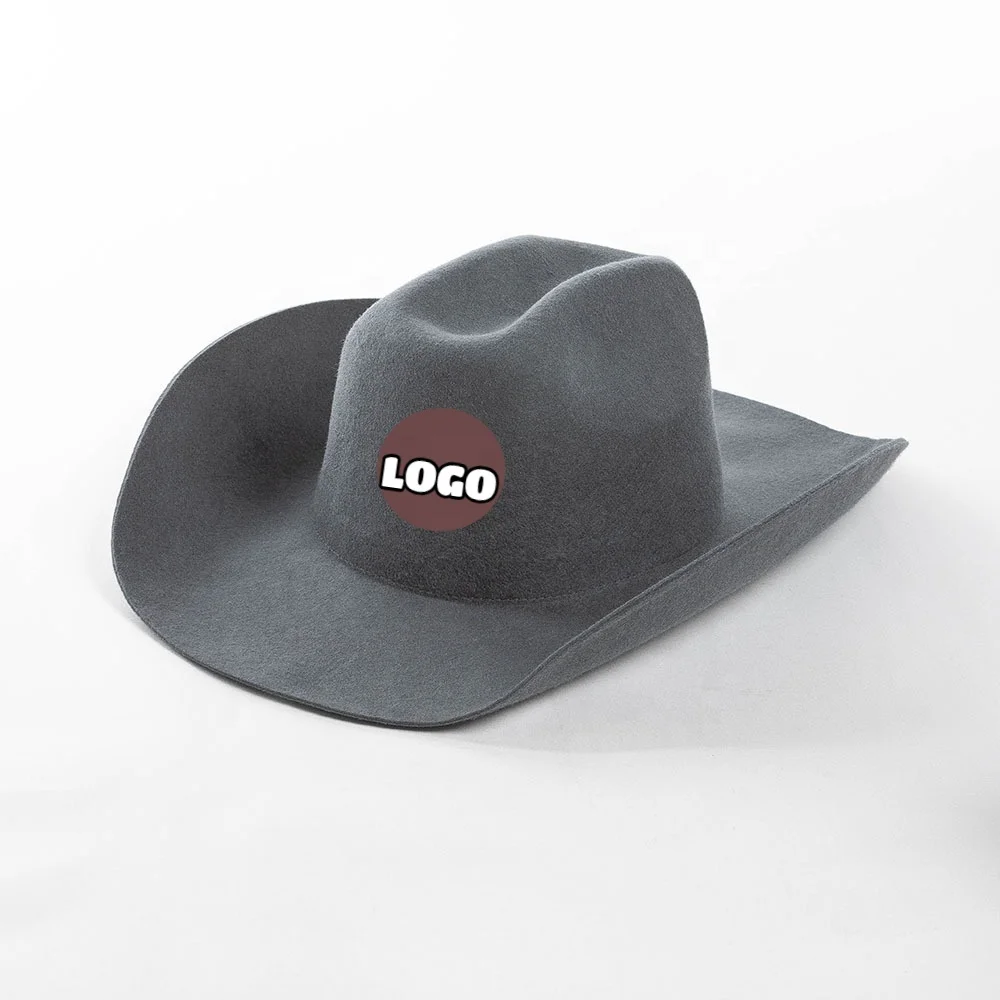 Custom embroidered western jazz felt pro cowboy cow boy cowgirl fedora felt hats supplier For men adult