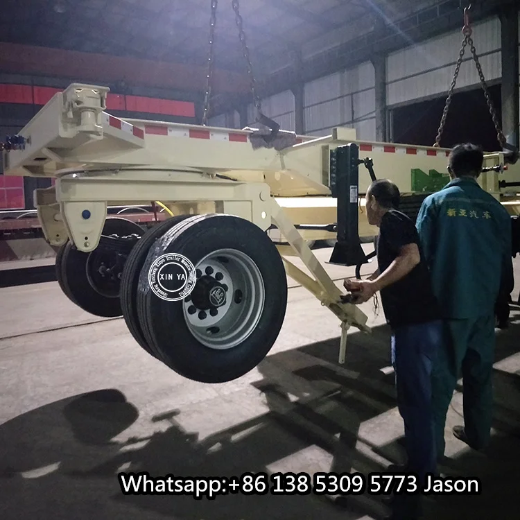 China low price skeleton drawbar full trailer 4 axles container chassis draw bar full trailer for sale