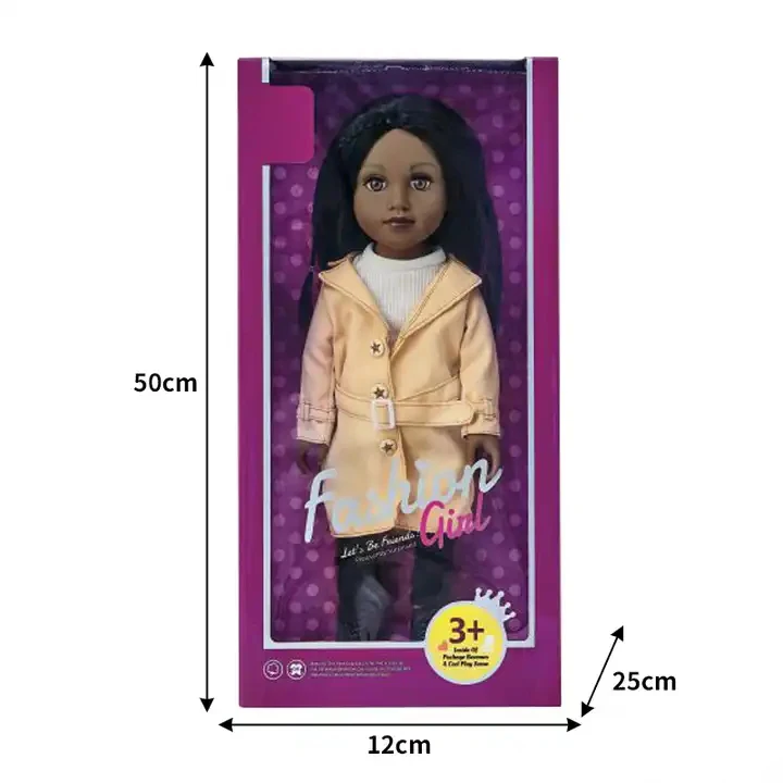 Fashional Movable Joints 18 Inch Black Dolls Set For Girls Toys With Afro Hair