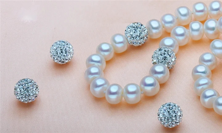 FEIRUN 8-9mm 3A button white 925silver Women Freshwater Cultured Pearl Necklace