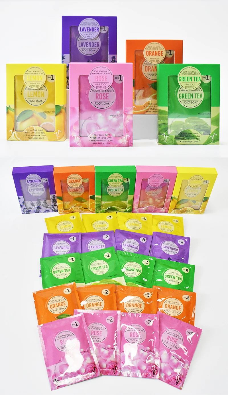 Amazon Hot Seller 4 in I Foot Care Pedicure Kit Spa Product Private Label Deluxe Spa Kit Foot Soak Pedi Cure Foot Mask