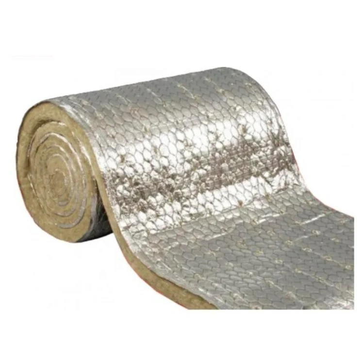 100kg/m3 fireproof rock wool blanket mat with wire mesh insulated rock wool felt wire mesh