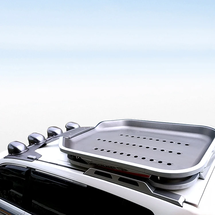 Auto Land Cruiser Aluminum Solid SUV Waterproof Car Roof Rack Box LED Light Roof Luggage Rack with Light For LC200 Prado Patrol